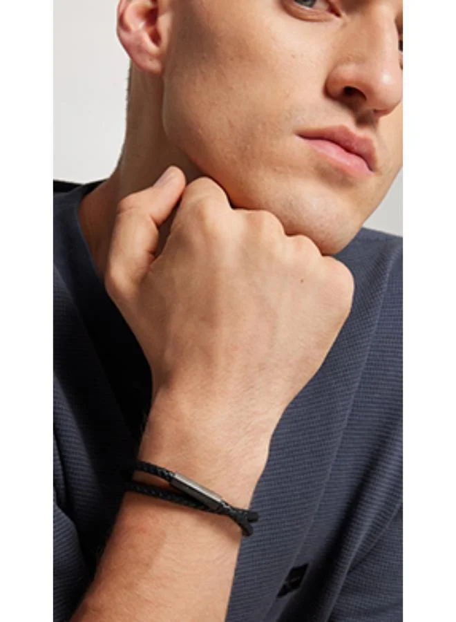 CALVIN KLEIN  Latch Bracelet with Double-Wrap Leather - 35000209 for Men | Best Price UAE